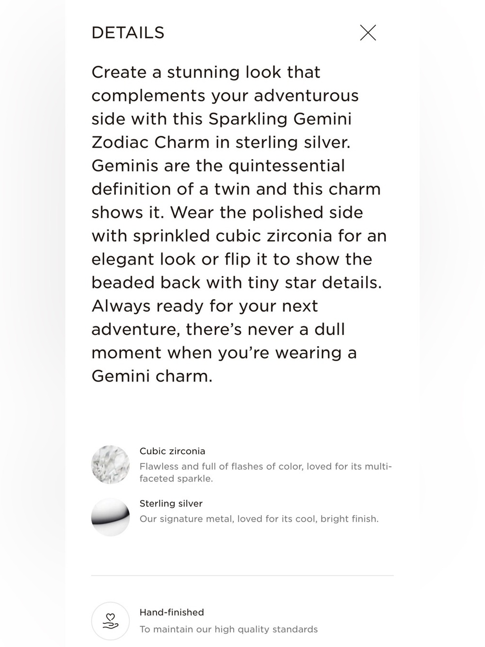 Sparkling Gemini Zodiac Charm
Sterling silver - Picture 5 of 5